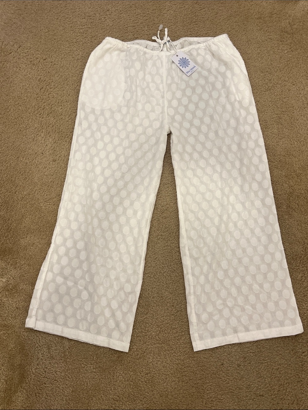 Blue Island White Dot-Textured Beach Bottom Cover-ups